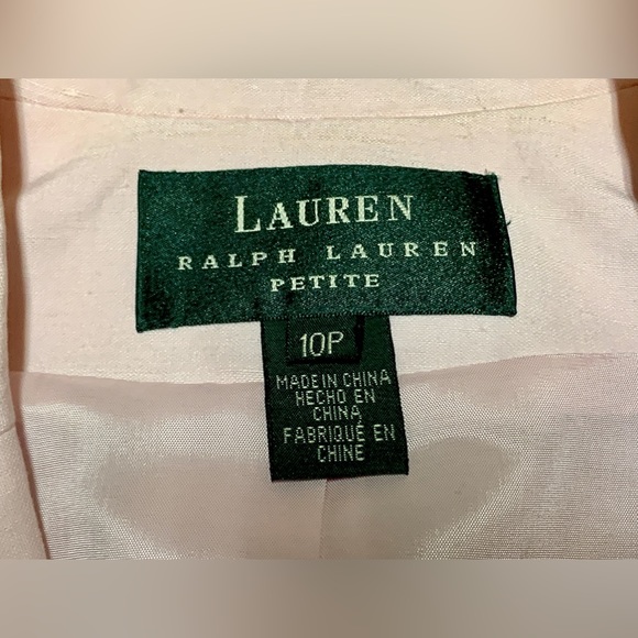 Women’s 10 Petite Lauren Ralph Lauren Light Pink Silk Linen Blend Blazer Jacket - Picture 11 of 13